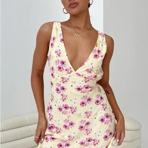 Princess Polly Nellie Mini Dress | Yellow Floral | Size 4